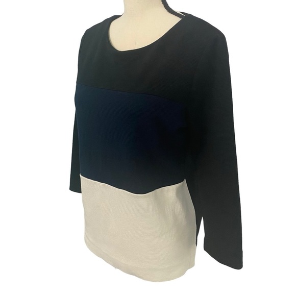Madewell Women’s Top Gallerist Ponte Color Block Black Navy Cream Sweater Sz M - Picture 3 of 11